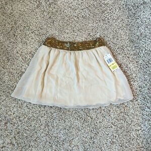 NWT GIANNI BINI | gold beaded detail cream mini skirt, size small